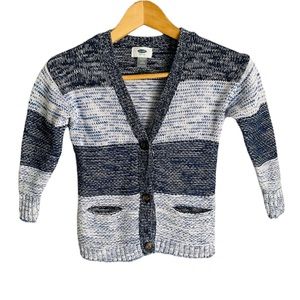 Old Navy Boys Cardigan Sweater Button Down V Neck Blue Knit Size XS 5/6